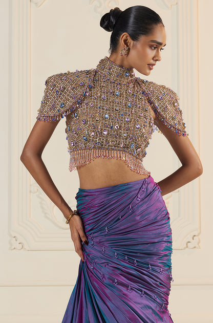 Purple Two Tone Swirl Skirt Set