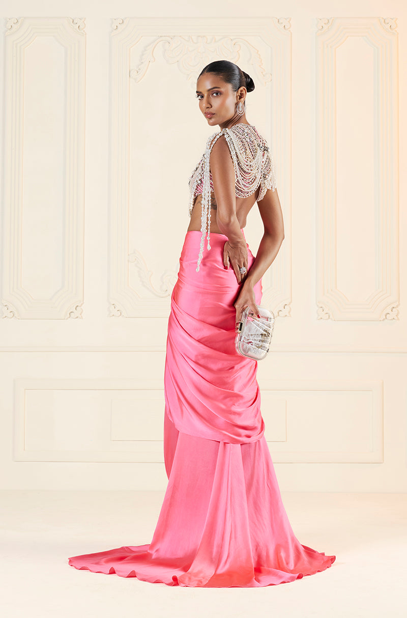 Fuschia Pink Wrap Skirt Set