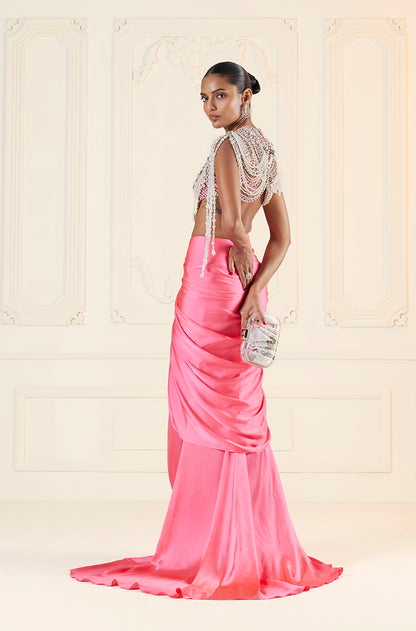 Fuschia Pink Wrap Skirt Set