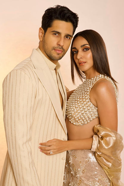 Kiara Advani in our Champange Gold Embellished Lehenga Set