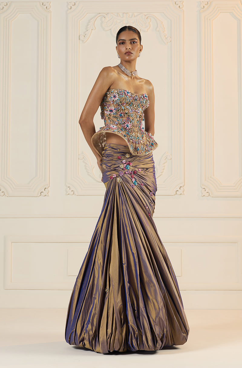 Lilac & Gold Two Tone Skirt Set