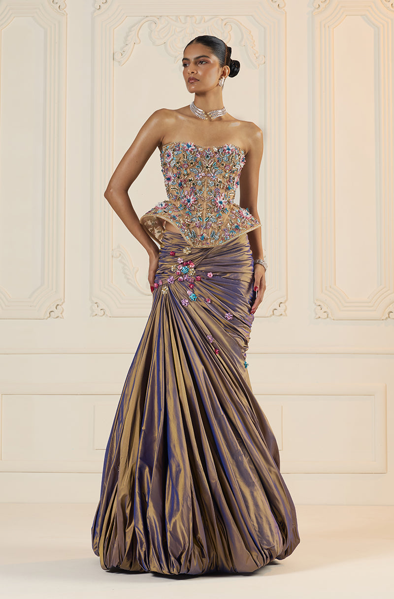 Lilac & Gold Two Tone Skirt Set
