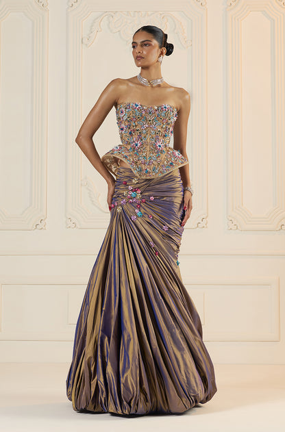 Lilac & Gold Two Tone Skirt Set