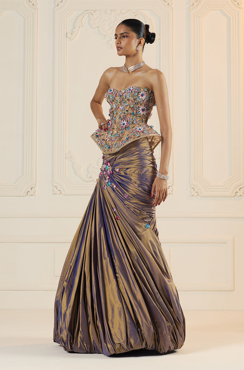 Lilac & Gold Two Tone Skirt Set