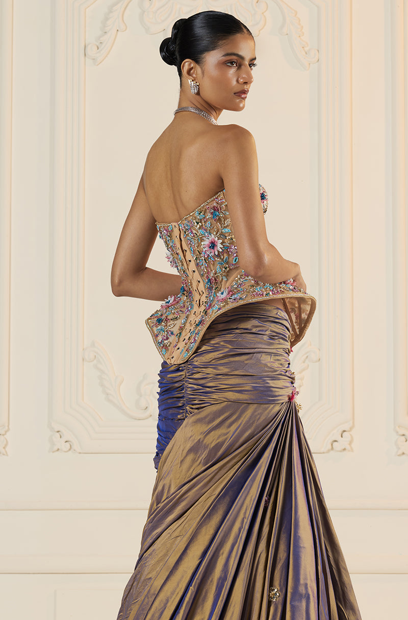 Lilac & Gold Two Tone Skirt Set