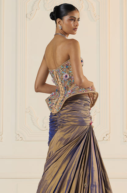 Lilac & Gold Two Tone Skirt Set