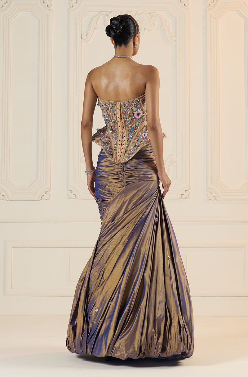 Lilac & Gold Two Tone Skirt Set