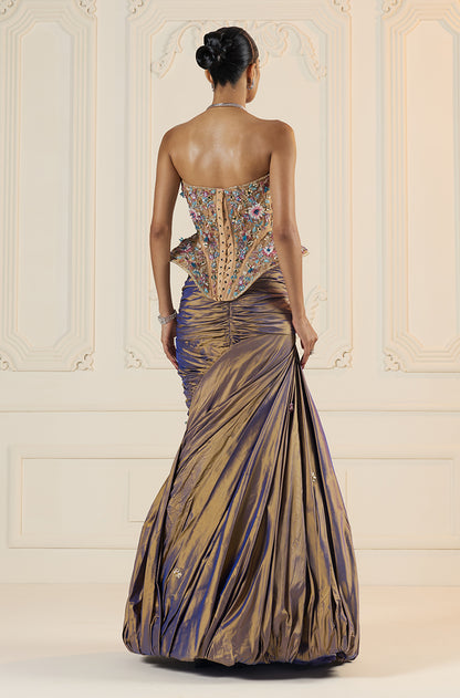 Lilac & Gold Two Tone Skirt Set