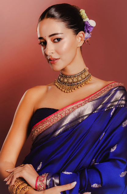 Ananya Pandey in our Blue Paithani Saree Set