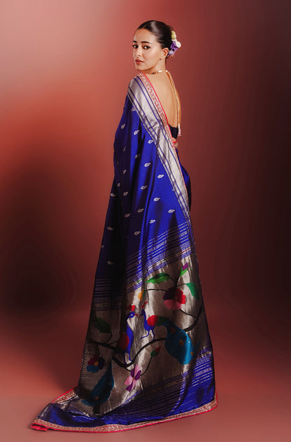 Ananya Pandey in our Blue Paithani Saree Set
