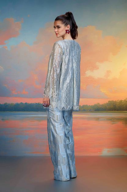 Powder Blue & Gold Lace Co-ord Set