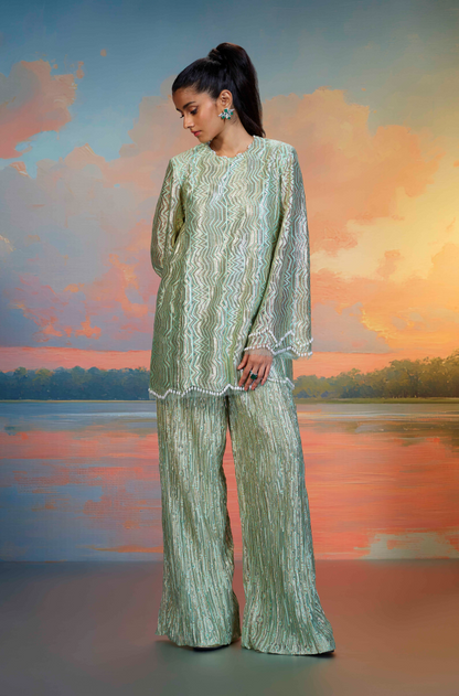 Jade Green & Gold Lace Co-ord Set