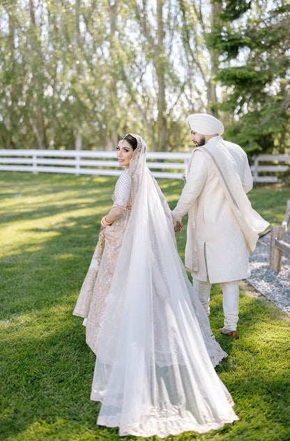 Bride: Sonia Birak in our Ivory Embroidered Lehenga Set