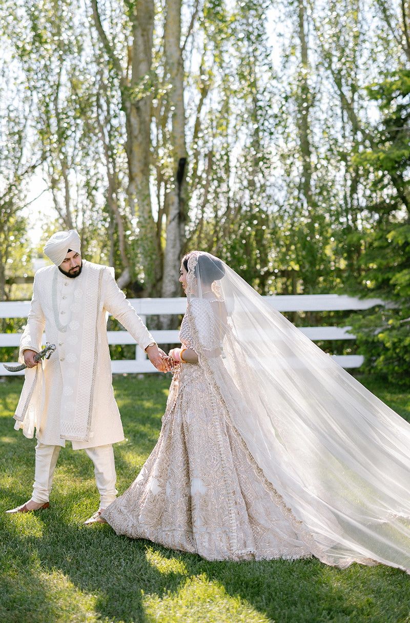 Bride: Sonia Birak in our Ivory Embroidered Lehenga Set