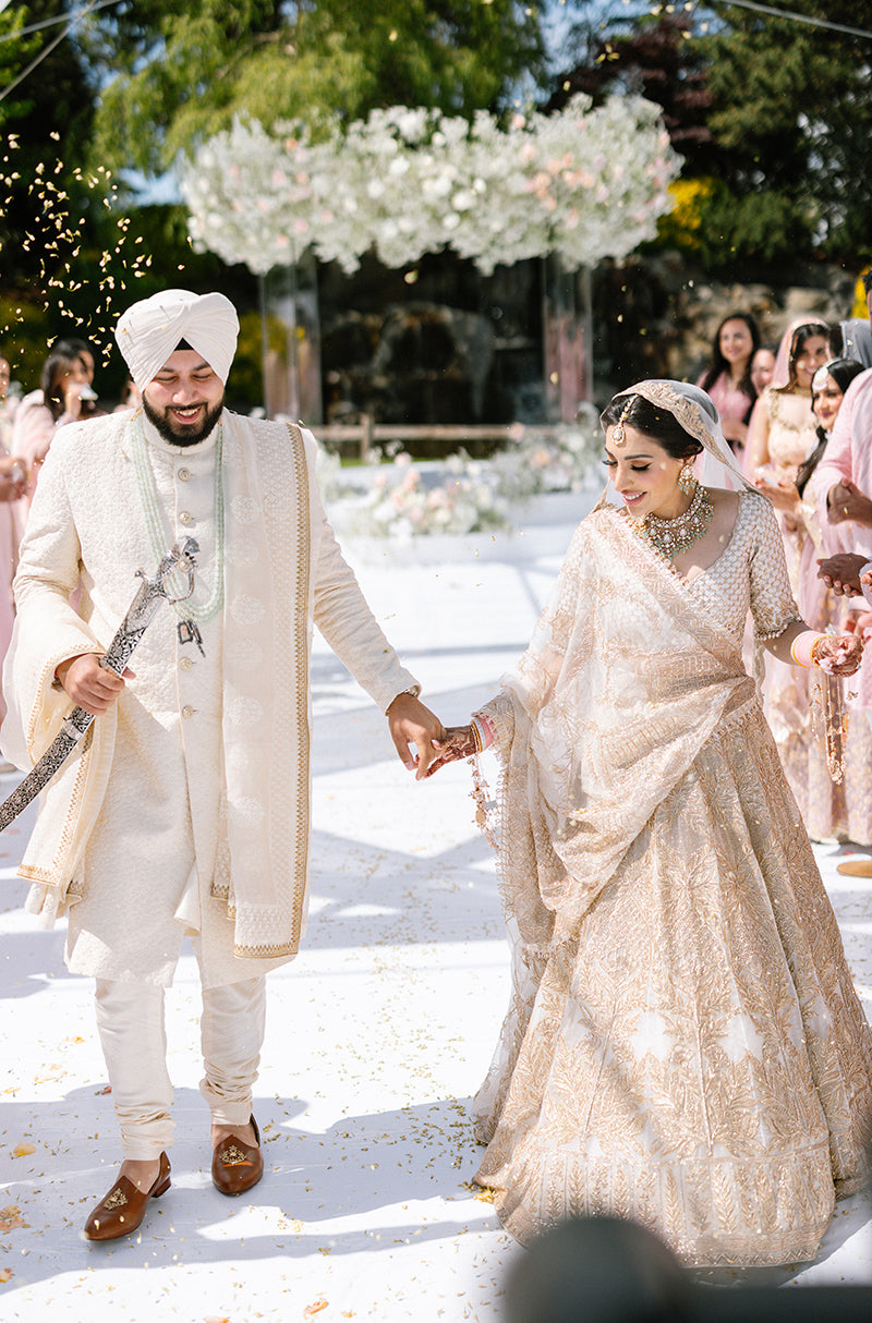 Bride: Sonia Birak in our Ivory Embroidered Lehenga Set