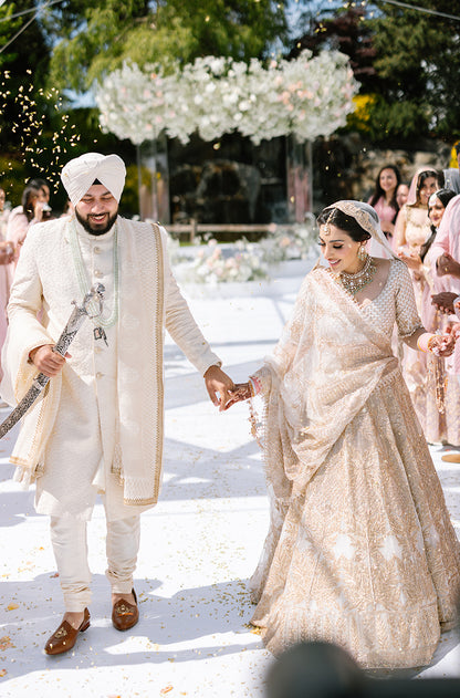 Bride: Sonia Birak in our Ivory Embroidered Lehenga Set