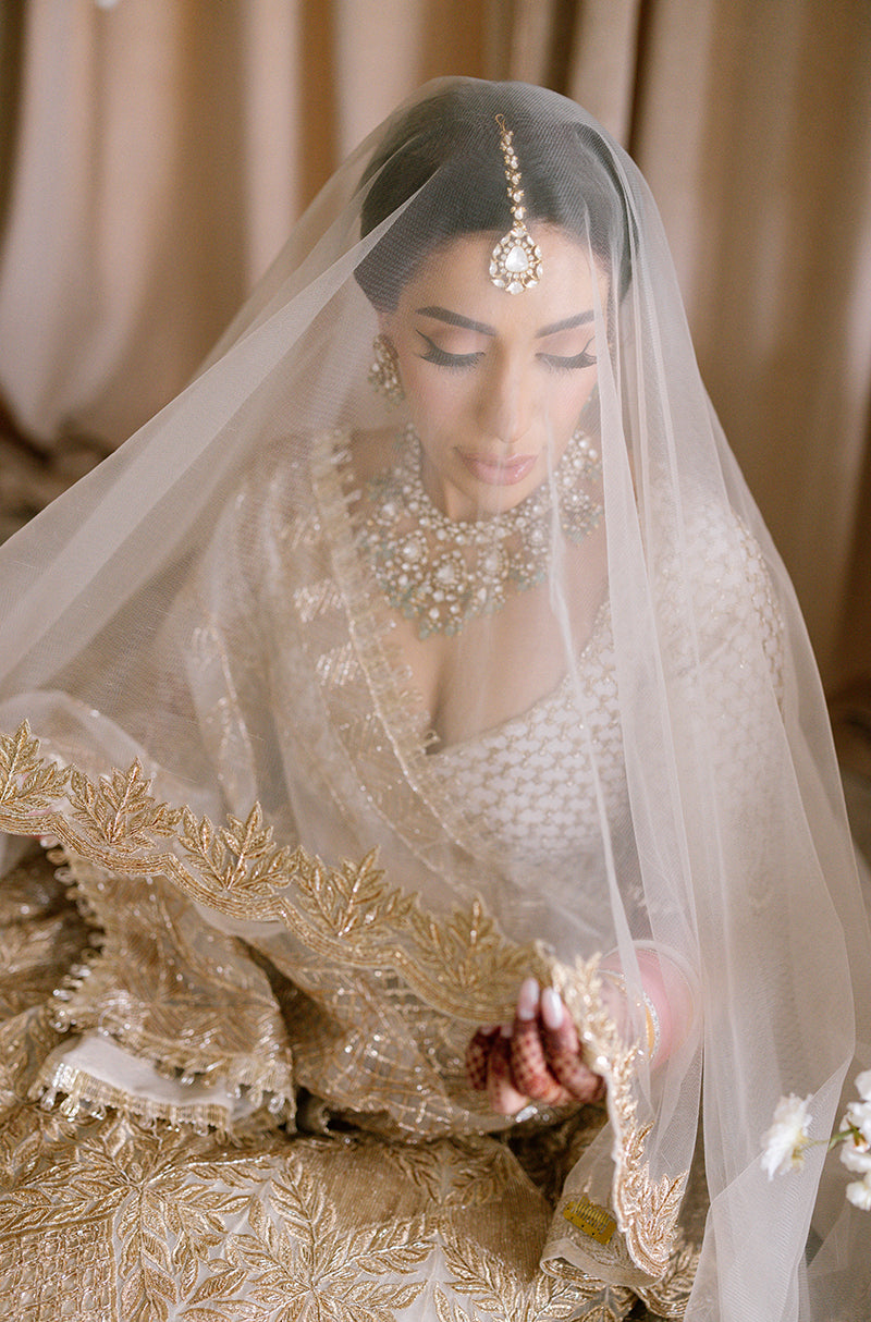 Bride: Sonia Birak in our Ivory Embroidered Lehenga Set