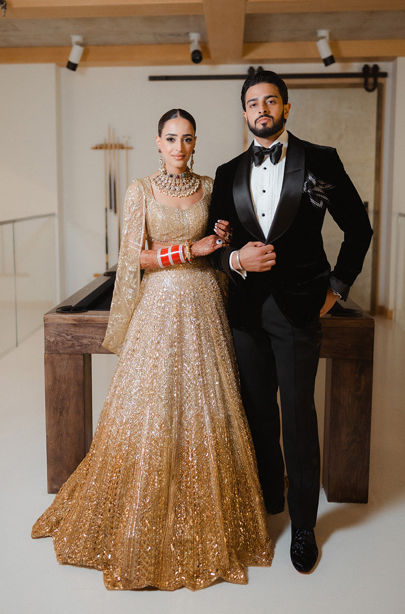 Bride: Amit Natt Grewal in our Gold Ombré Embroidered Lehenga Set
