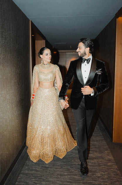 Bride: Amit Natt Grewal in our Gold Ombré Embroidered Lehenga Set
