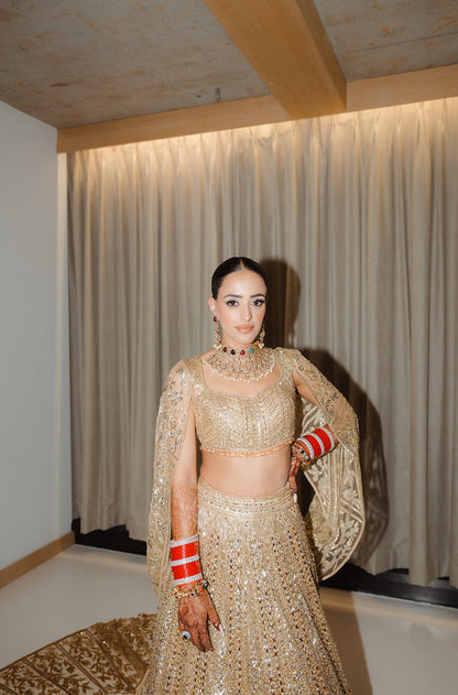 Bride: Amit Natt Grewal in our Gold Ombré Embroidered Lehenga Set