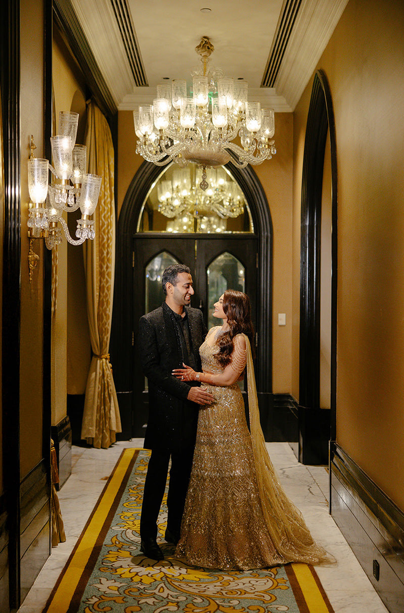Bride: Jeevika Bhatia in our Gold Embroidered Lehenga Set