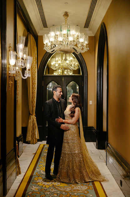 Bride: Jeevika Bhatia in our Gold Embroidered Lehenga Set