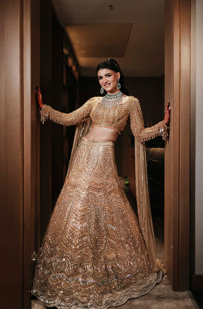 Bride: Prerna Arora in our Pink Ombré Embroidered Lehenga Set