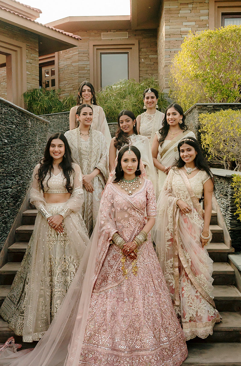 Bride: Sana Karnawat in our Soft Pink Embroidered Lehenga Set