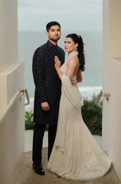 Bride: Pearl Shah in our Ebony & Ivory Lehenga Set