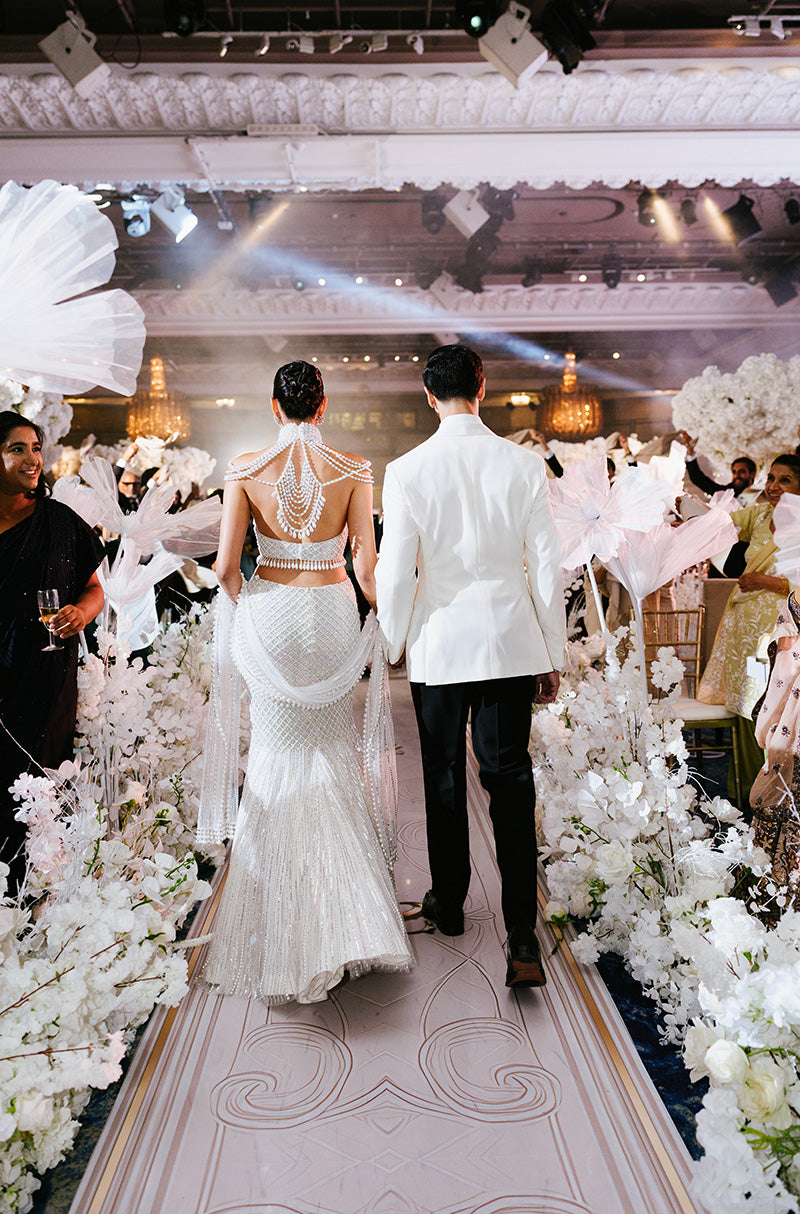 Bride: Simran in our Ivory With Pearls Embroidered Lehenga Set