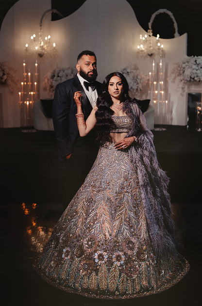 Bride: Sweta Panchal Swany in our Grey Embroidered Lehenga Set