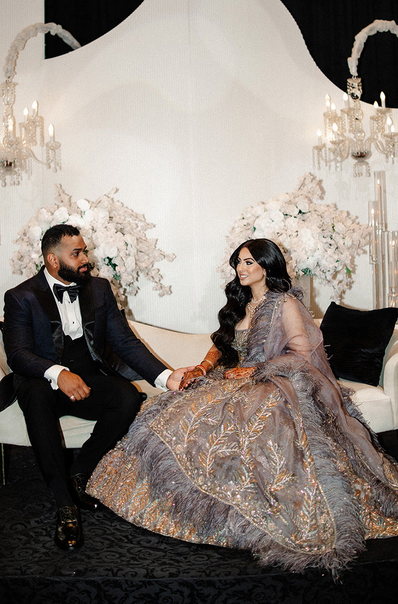 Bride: Sweta Panchal Swany in our Grey Embroidered Lehenga Set