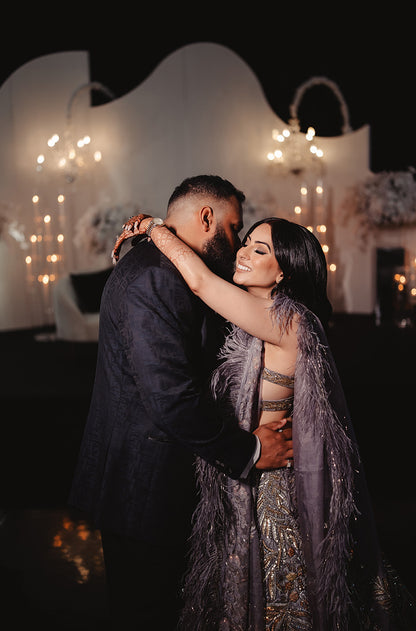 Bride: Sweta Panchal Swany in our Grey Embroidered Lehenga Set