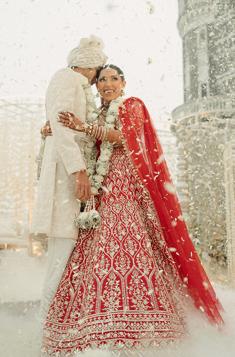 Bride: Nitya Chablani in our Red Embroidered Lehenga Set