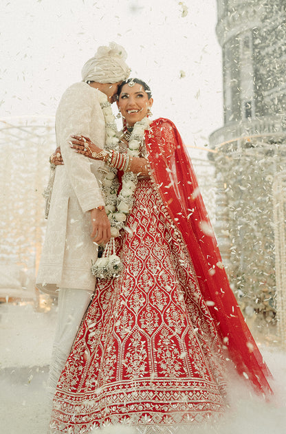 Bride: Nitya Chablani in our Red Embroidered Lehenga Set