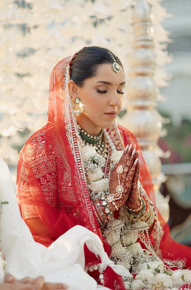 Bride: Nitya Chablani in our Red Embroidered Lehenga Set