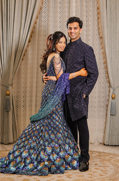 Bride: Attisha Gupta in our Peacock Embroidered Lehenga Set