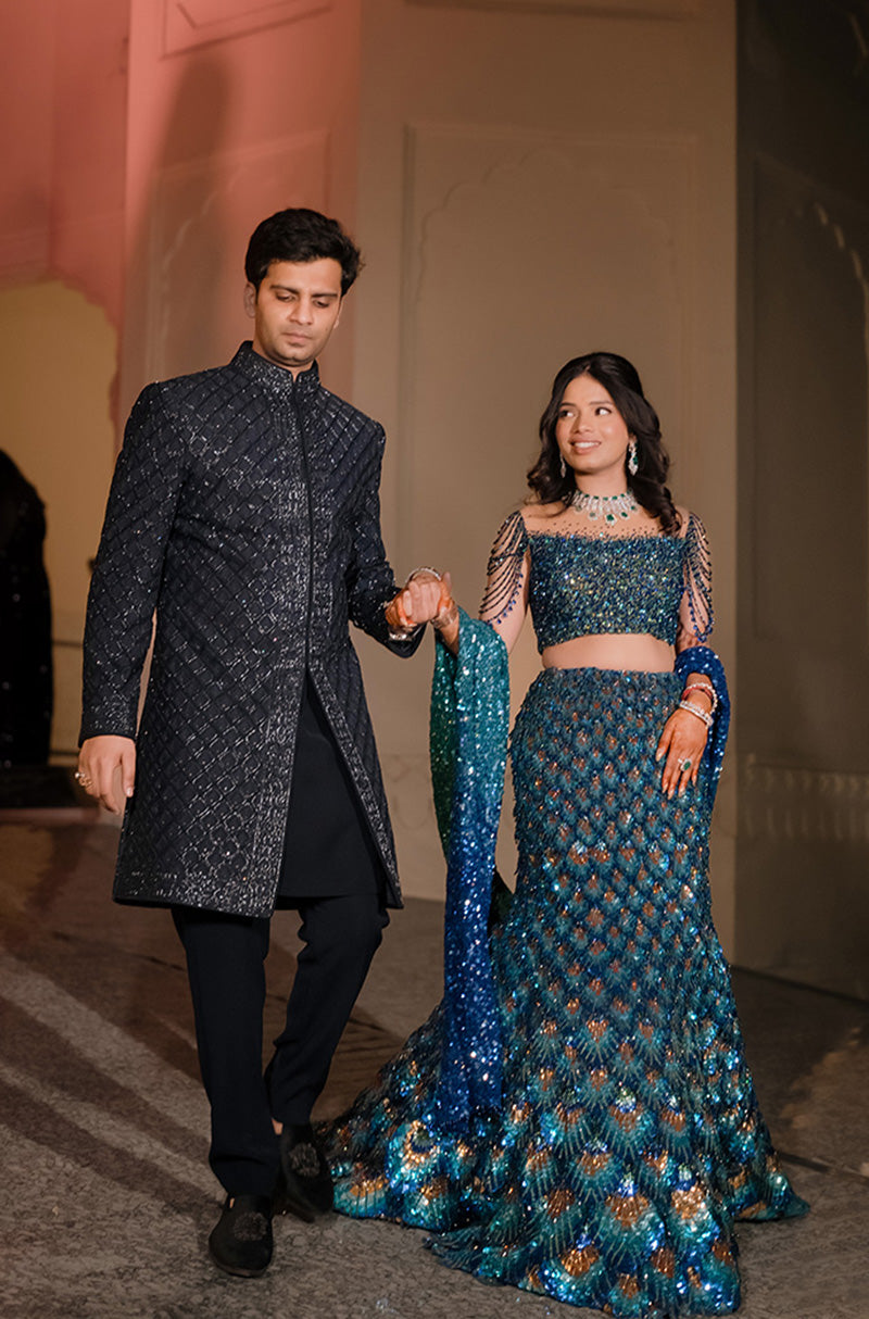 Bride: Attisha Gupta in our Peacock Embroidered Lehenga Set