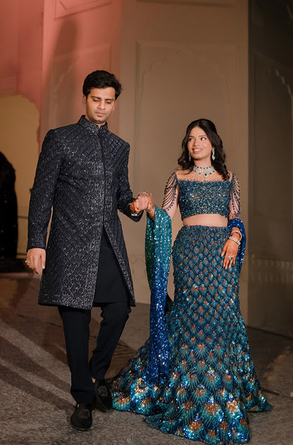 Bride: Attisha Gupta in our Peacock Embroidered Lehenga Set