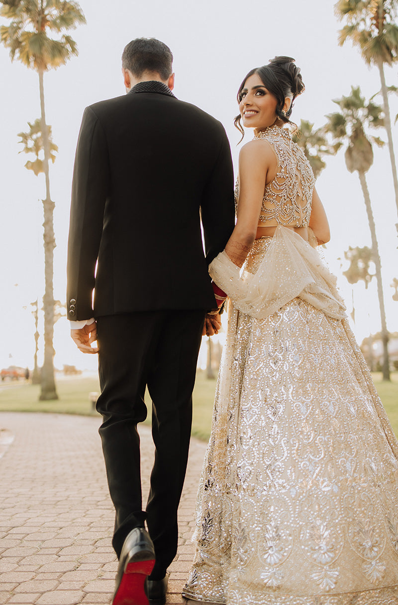 Bride: Ashima Natt in our Champagne Gold Embroidered Lehenga Set