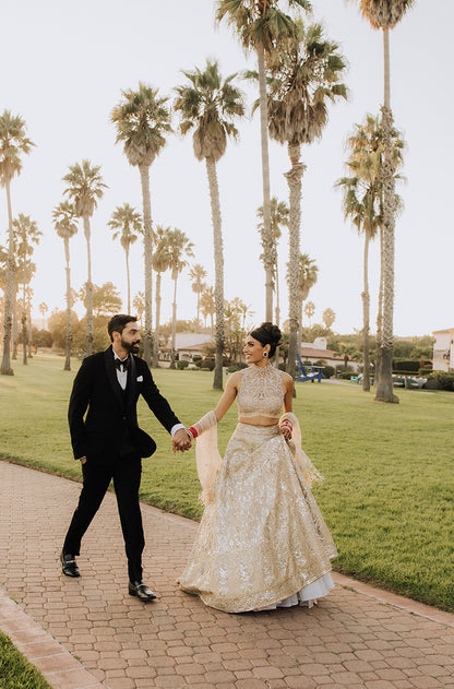Bride: Ashima Natt in our Champagne Gold Embroidered Lehenga Set