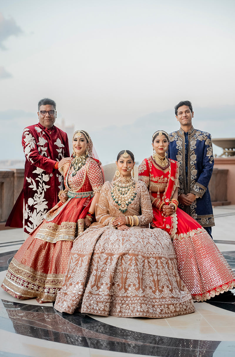 Bride: Muscaan Goenka in our Dusty Rose-Peach Embroidered Lehenga Set