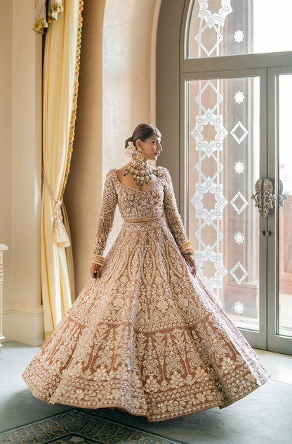 Bride: Muscaan Goenka in our Dusty Rose-Peach Embroidered Lehenga Set