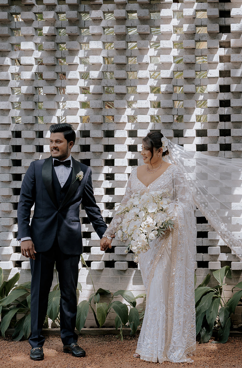 Bride: Nimanshi Fernando in our Ivory Embroidered Saree Set