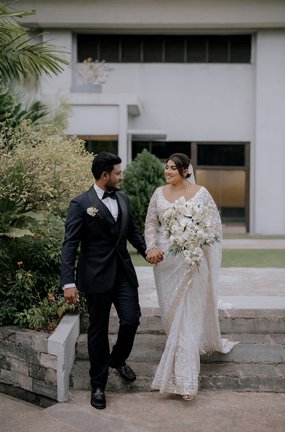 Bride: Nimanshi Fernando in our Ivory Embroidered Saree Set