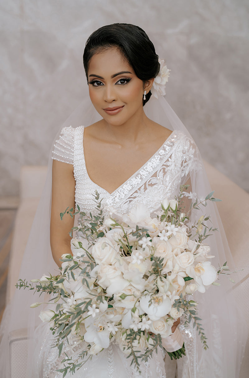 Bride: Remoni Fernandopulle in our Ivory Embroidered Saree Set