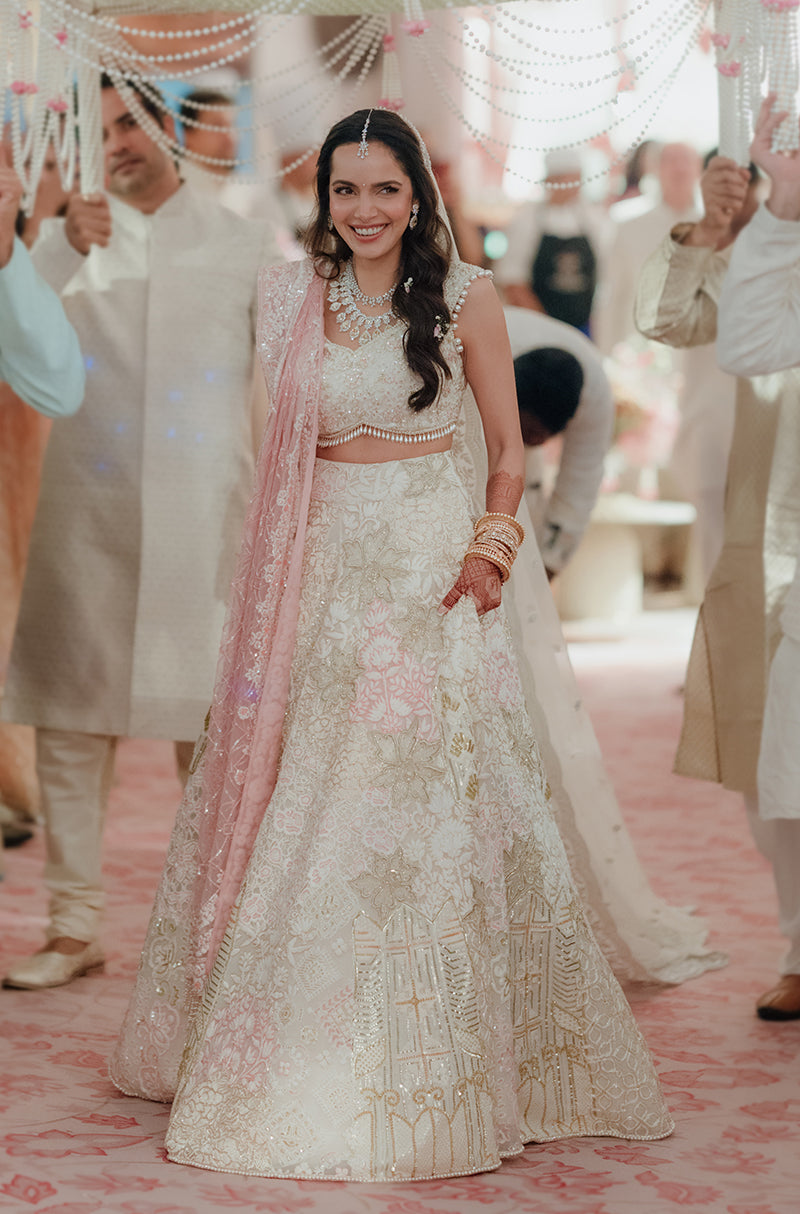 Bride: Shazahn Padamsee our Ivory Pastel Lehenga Set