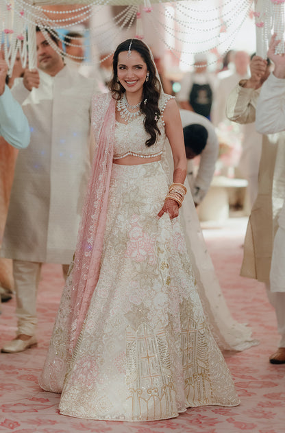 Bride: Shazahn Padamsee our Ivory Pastel Lehenga Set