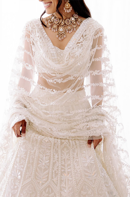 Bride: Niki Parikh in our Ivory Embroidered Lehenga Set