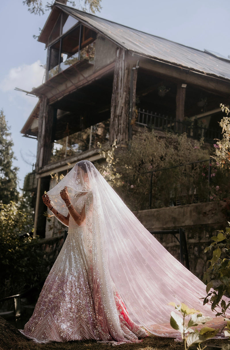 Bride: Emaan in our Pink Ombré Embroidered Lehenga Set